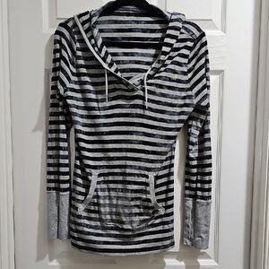 Calvin Klein Black and White Fitted Long Sleeve Hoodie